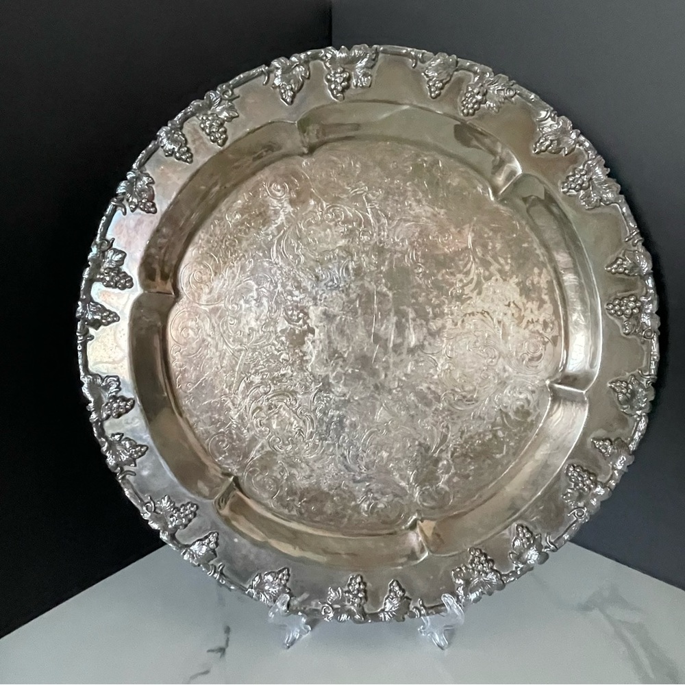 Silver Plate on Copper Grapes Platter by Sheffield
